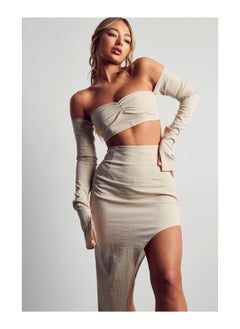 اشتري Ruched Front Bardot Crop Top في السعودية