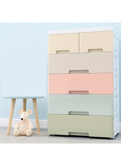 Buy Storage Cabinet Drawer Plastic Containers Box 5 Layers with Wheels 6 Wide Slit Cabinet Drawer Unit Multipurpose Multi color Mix Drawers for Kitchen Bedroom Bathroom Living Room in UAE