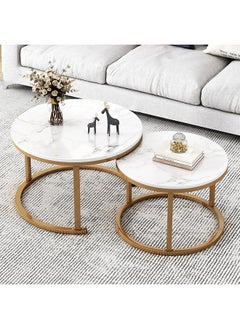 Buy 2 Round Coffee Table With Metal Frame in UAE