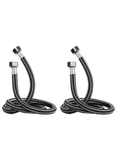 Buy Braided Hose 2 Meter, 2 Pieces Stainless Steel Flexible Hot Cold Water Plumbing Inlet Pipe 1/2inch for Bathroom Kitchen Sink Toilet Taps Heaters (G1/2 X G1/2) Black in UAE