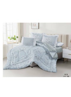 Buy King Size 6 Piece Duvet Cover Set Contemporary Leaf Print Bedding Sets, Smooth Cotton Material Modern Geometric Print in UAE