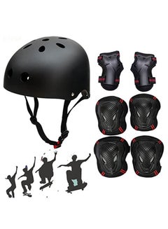 اشتري Kids Helmet Pad Set, Adjustable Kids Bike Skateboard Accessories Helmet Knee and Elbow Pads Wrist Guards, Protective Gear Set for Girls Boys Bicycle Bike Roller Scooter Sport في السعودية