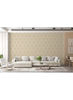 Buy Abstract Gold And White Lines Geometric Pattern  Fabric Wallpaper Covers An Area ​​Up To 4.2Mx3M With Adhesive And Smoothing Tool in Egypt