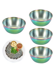 اشتري 4pcs Stainless Steel Dip Bowls Round Seasoning Dishes Sushi Dipping Bowl Saucers Bowl Mini Appetizer Plates Seasoning Dish Saucer Plates (Green) في الامارات