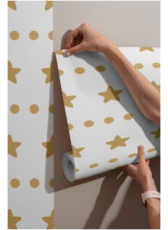 اشتري Abstract Golden Stars Pattern Fabric Wallpaper Covers An Area ​​Up To 4.2Mx3M With Adhesive And Smoothing Tool في مصر