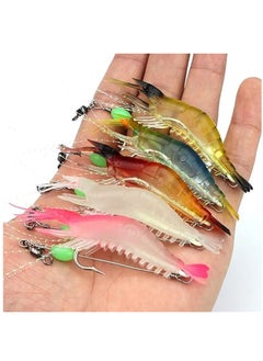 Buy Fishing Lures - 5pcs Soft Luminous Shrimp Lures Set, Shrimp Bait Set with Sharp Hooks, Fishing Tackle for Freshwater and Saltwater Bass Trout Catfish in UAE