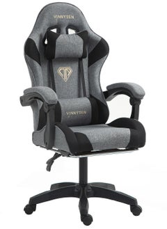 Buy Gaming Chairs Computer Ergonomic Video Game Chair Backrest and Seat Height Adjustable Swivel Task Chair with Lumbar Support(Gray)Fabric Gaming Chair in Saudi Arabia