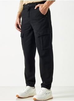 Buy Solid High-Rise Jogger Jeans With Cargo in UAE