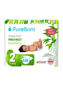 اشتري Pureborn Organic Natural Bamboo Baby Disposable Size 2 Diapers Nappy 3 to 6 Kg 192 Pcs Assorted Colors Super Soft Maximum Leakage Protection New Born Essentials Pack of 6 (32 X 6) في الامارات