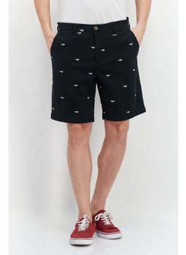 Buy Men Embroidered Logo Basic Short, Navy in UAE