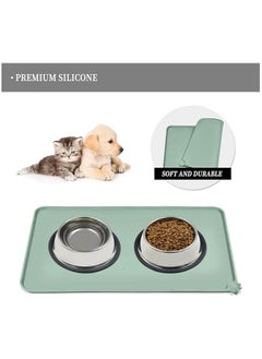 اشتري Feeding Mat, For Cat and Dogs Silicone Bowl Mat, Feeding Mat, Waterproof Dog Cat Mat Pet Placemat Premium Silicone FDA Grade Non-stick Non Slip Anti Spill Easy Clean  ( Green ) في الامارات