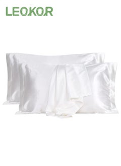 Buy 2PCS Soft Cooling Washable Both Sided Pure Silk Pillow Cover Mulberry Silk Pillowcase for Hair and Skin  (White,48*74CM) in Saudi Arabia