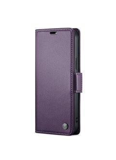 Buy Flip Wallet Case For iPhone 14 Pro  [RFID Blocking] PU Leather Wallet Flip Folio Case with Card Holder Kickstand Shockproof Phone Cover (Purple) in Egypt