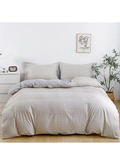 اشتري 4-Piece Single Size Duvet Cover Set|1 Duvet Cover + 1 Fitted Sheet + 2 Pillow Cases|Microfibre|CLOUD في الامارات