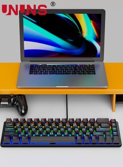 اشتري Portable 60% Mechanical Gaming Keyboard,Wired Keyboard-10 RGB Backlit Modes,Compact 68 Keys,Hot Swappable Type-C Programmable Office/Gamer Keyboard For Windows Laptop PC Mac,Black في الامارات