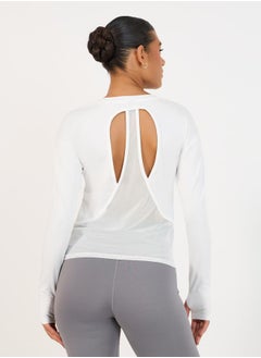 Buy Double Layer Open Back Long Sleeves Yoga Top in Saudi Arabia