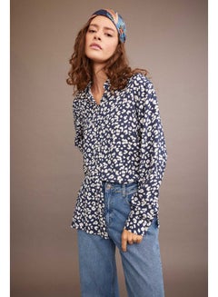 Buy Woman Oversize Fit Shirt Neck Long Sleeve Woven Long Sleeve Shirt in Egypt