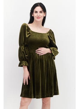 Buy Women Plain Mini Dress, Olive in UAE