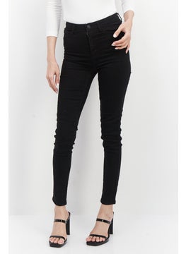 اشتري Women Regular Fit Solid Stretchable Denim, Black في الامارات