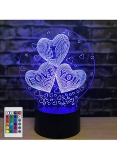 Buy 3D I Love You Illusion lamp Night Light 7 Colors Changing Nightlight for Kids Smart Touch Optical Illusion Bedside Lamps Bedroom Home Decoration for Kids Boys & Girls Women Birthday Gifts in Egypt