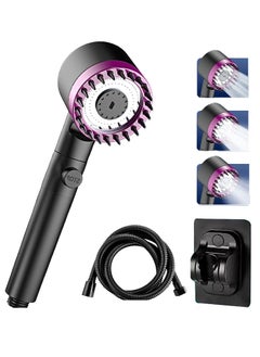 اشتري Shower Head, 3 Settings High Pressure Shower Head Handheld Shower Set, Filtered Hand Held Shower Built-in Filter Element, with 1.5M Stainless Steel Hose, Non Perforated Shower Base في الامارات