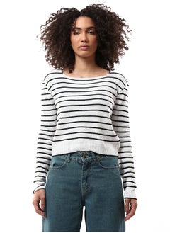 Buy Black & White Striped Long Sleeves Short Pullover in Egypt