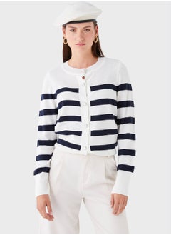 اشتري Crew Neck Striped Cardigan في السعودية