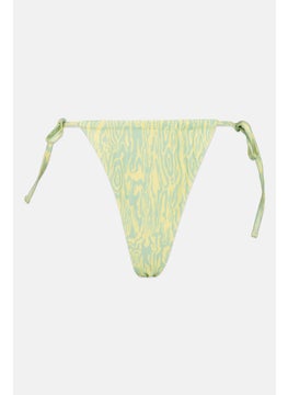 Buy Women Abstract Print Bikini Bottom, Yellow/Green in UAE