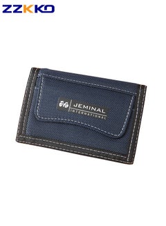 Buy New Men's Casual Wallet Fashionable Tri-Fold Canvas Card Holder Large Capacity Multi-Card Slot Coin Purse With Velcro in Saudi Arabia