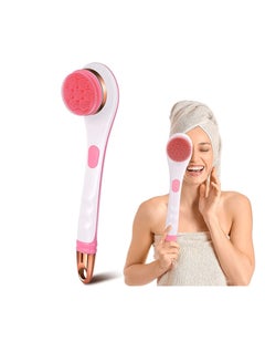 Buy Electric Shower Brush Rechargeable Rotating Long Handle Back Scrubber Suitable for Body Cleansing Exfoliation Waterproof and Non-Slip with 4 Types of Brush Heads (Pink) in Saudi Arabia