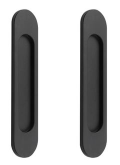 اشتري Self-Stick Oval Sliding Door Pulls, 2pcs Matte Gold Aluminum Alloy Flush Pull Punch-Free Handle for Sliding Barn Door Windows Cabinets (Matte Black) في الامارات