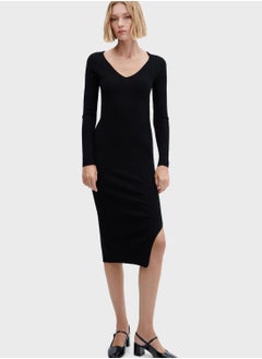 اشتري V-Neck Slit Hem Dress في الامارات