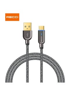 Buy RECCI RS02C SMART POWER-OFF TYPE-C FAST CHARGING CABLE WITH LED 1M - BLACK in Egypt