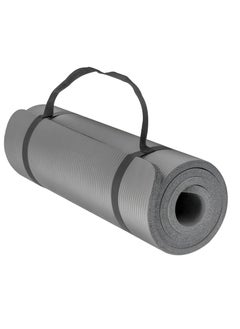 اشتري Fittex Tough Non-Slip 10mm Thick Yoga Mat with Carry Strap 188 x 61 x 1 cm Grey في الامارات