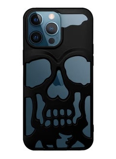 Buy iPhone 15 Pro Case 3D Hollow Skull Breathable Phone Case Luxury Plating Colorful Matte Shockproof Cover Ultra Thin Full Surround Anti-Fall Case Black in UAE