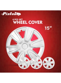Buy 15 Inch Wheel Hubcaps Set of 4 Pcs Automotive Hub Wheel Cap with Universal Snap-On Rings Wheel Cover - Pistol WJ-5087-A-15 in Saudi Arabia