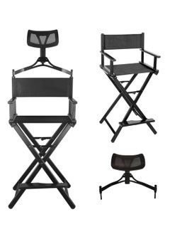 Buy Directors Chair Makeup Artist Chair with Head Rest and Footrest Foldable Aluminum Chair Portable Bar Height Stool For Camping Home Patio Sports Office in UAE