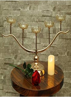 Buy Yatai Handcrafted Metal Candle Holder Chandelier Style Wedding Centrepiece 5 Heads Candlestick Metal Candle Stand Table Stand For Dinner Party Event Decoration in UAE