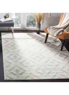 Buy Skyler Collection 3' X 5' Ivory Grey Sky190H Boho Diamond Distressed Nonshedding Living Room Bedroom Accent Rug in UAE