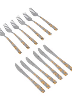 Buy A stainless steel dining service set consisting of 6 food forks + 6 food knives in Saudi Arabia