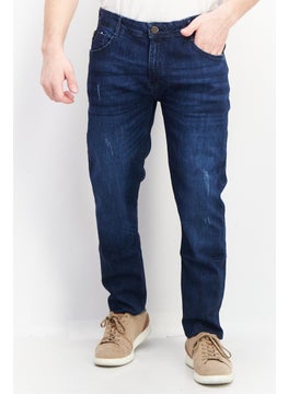 اشتري Men Slim Fit Washed Denim Jeans, Dark Blue في الامارات