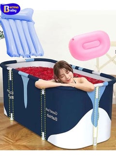 Buy Portable Foldable Bathtub 140cm* 60cm*55cm Soaking Bathtub+Inflatable backrest+Inflatable seat cushion, Bathtub Portable, Household Freestanding Thick Plastic Folding Bath Tub for Adults in Saudi Arabia