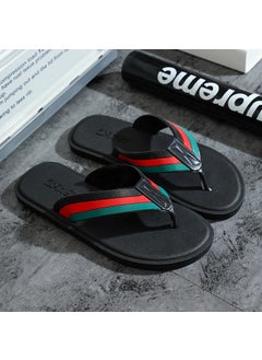 اشتري Flip-flops Mens Fashionable Summer Non-slip Mens Sandals and Slippers Korean Style Fashionable Distinctive Fashionable Slippers Outer Wear Flip-flops SandalsLight version [black red green]] Light version [black red green]] في السعودية