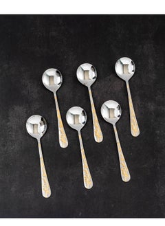 Buy Stainless steel soup spoon with 6 pieces in Saudi Arabia