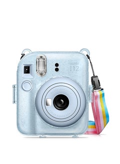 Buy Transparent Hard Camera Case for Fujifilm Instax Mini 12 Instant Camera Cover with Adjustable Strap - Blue in UAE