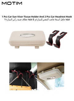 Buy 1 Pcs Car Tissue Holder Sun Visor Tissue Holder Zipper Car Visor PU Leather Tissue Case And 2 Pcs Car Headrest Hook Leather Vehicle Back Seat Hanger Storage for Purse Groceries Bag Black Red in UAE