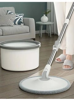Buy Spin Mop and Bucket Set 360°Flat Mop with Separation Dirty and Clean Water System 2Pcs Microfiber Pad for All Types of Floor Cleaning in Saudi Arabia