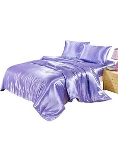 Buy 3-Piece Satin Sheets Queen Size Satin Bed Sheet Set,Deep Pocket Silky Satin Sheet Set With 1 Flat Sheet And 2 Pillow Cases Wrinkle, Fade, Stain Resistant in UAE