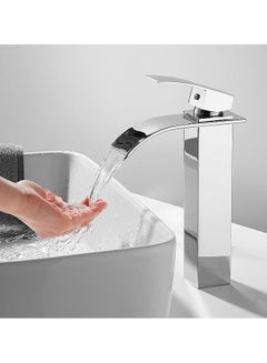 Buy Basin Mixer Taps, Tall Waterfall Bathroom Sink Taps, Single Lever Handle Countertop Washbasin Mixer Faucet, Anti-Rust and Anti-Wear Sink Faucets, Chrome Finish in Saudi Arabia