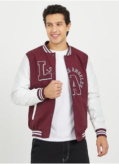 اشتري Printed Varsity Jacket with Pockets في السعودية